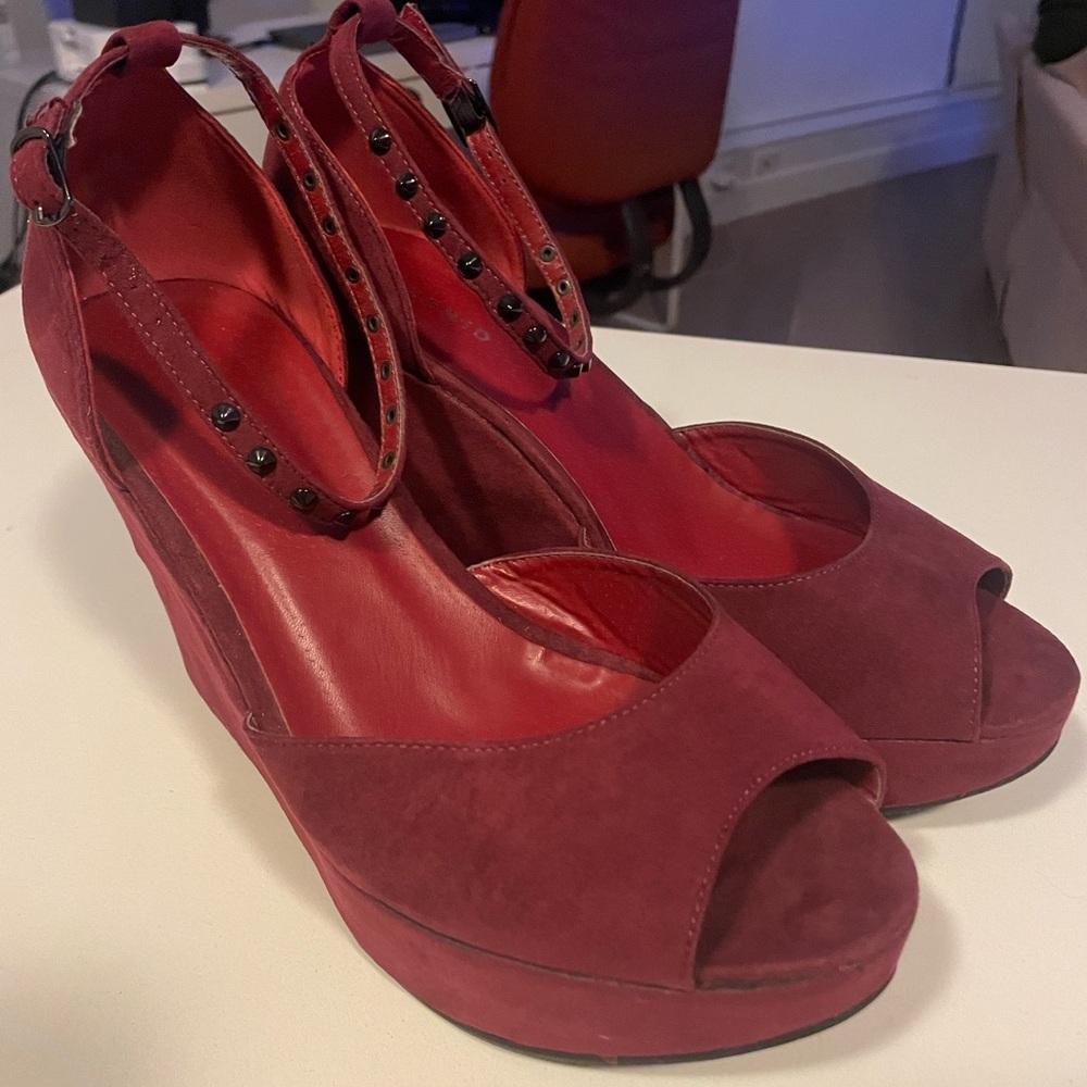 Torrid Red Wedge Sandals with Peep Toe